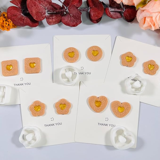 Heart Center Polymer Clay Cutters – 5 Shapes Clay Earring Cutters Set for DIY Jewelry – Polymer Clay Tools for Earrings & Crafts – Cute Clay Cutter Set for Valentine & Gift Projects