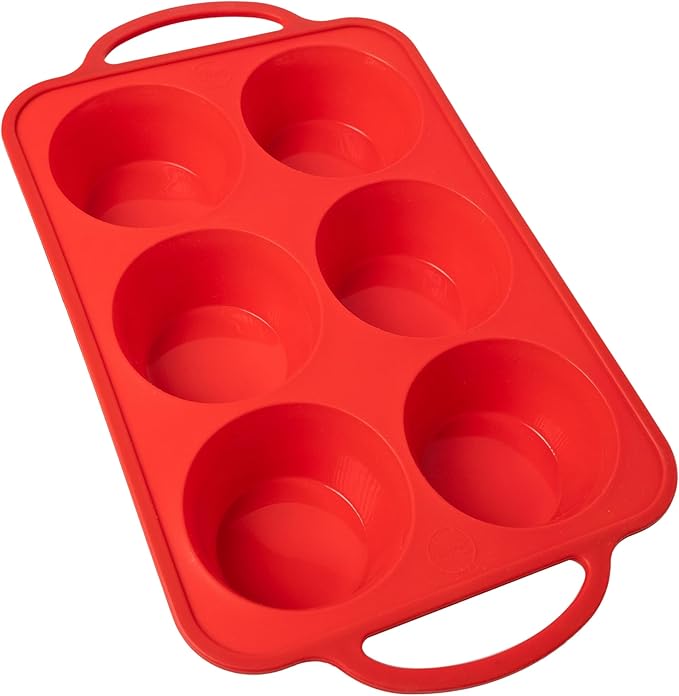 Silicone Jumbo Muffin Pan 6 Cup–Non-Stick Cupcake Pans for Baking, Heavy-Duty Large Silicone Muffin Pans for Baking, BPA-Free, Easy-Release, Oven & Dishwasher Safe