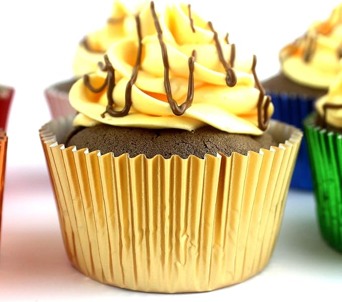 Eoonfirst Foil Cupcake Liners Standard Baking Cups 100 Pcs (Gold)