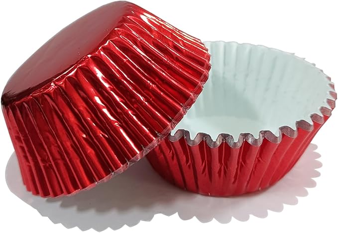 MEETINGU Bright Red Cupcake Liners, Paper Foil Cupcake Liners Muffin Baking Cups for Standard Baking Cupcakes