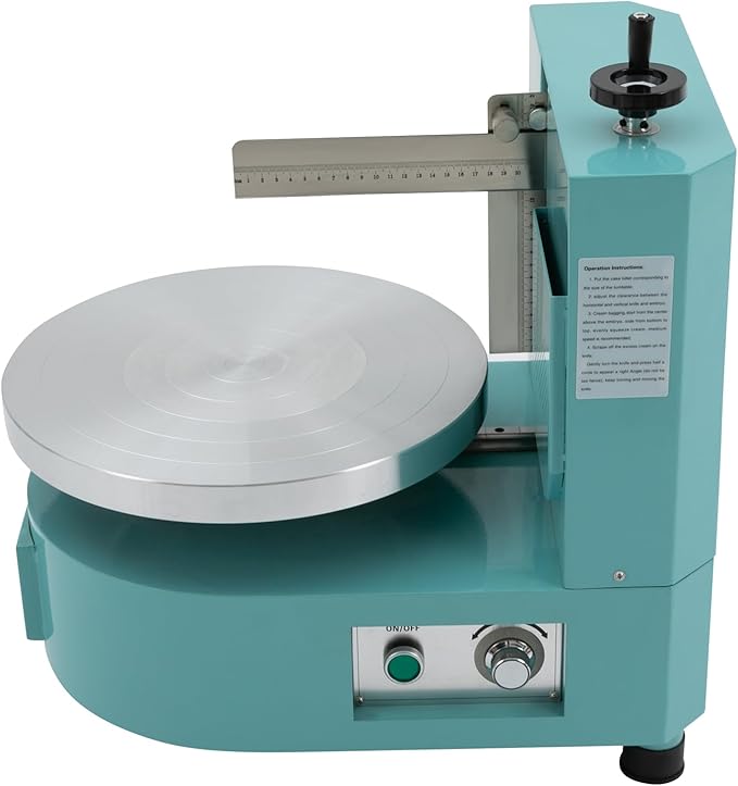 Cake Decorating Coating Machine, 80W Auto Cream Spreading Machine, Cake Cream Smooth Coating Decoration Machines with Adjustable Speed for 4-12 Inch Cakes Dessert Shops (Blue)