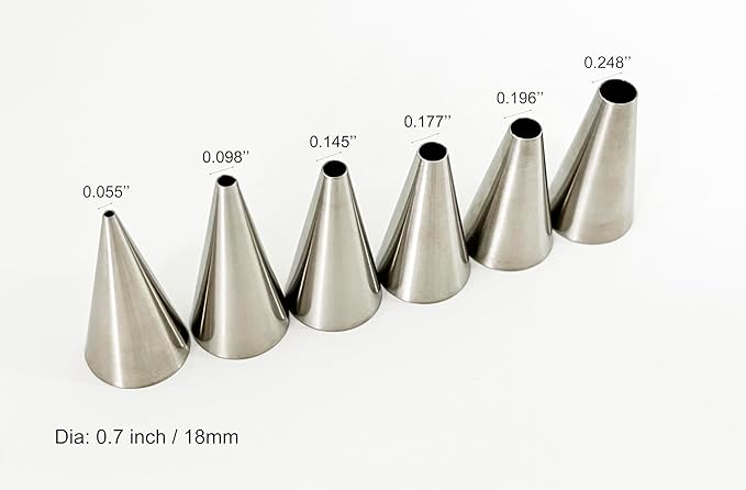 6pcs Round Icing Piping Tips, Standard Size Piping Nozzles Set, Stainless Steel Frosting Piping Kit, Cake Decorating Icing Tips Suitable for Standard Coupler
