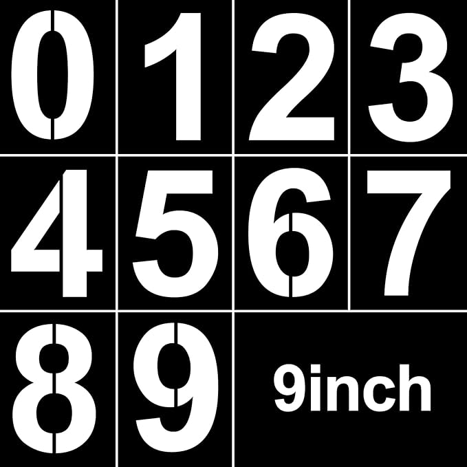 9 Inch Reusable Plastic Number Stencils - Digital Painting Templates for Cake Stencil Address Painting