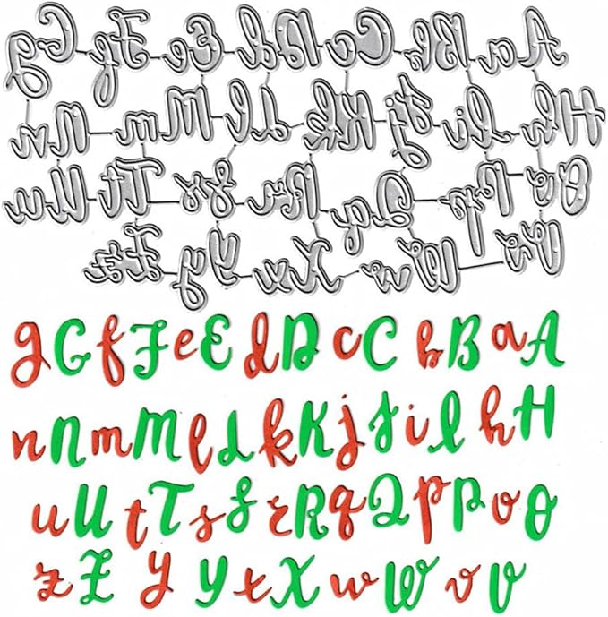 26 Uppercase Letters Cutting Dies, 26 Lowercase Alphabet Die Cuts Metal Embossing Stencils Template Mould for Card Scrapbooking and DIY Craft Album Paper Card Decor