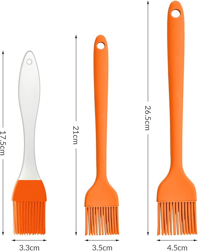 6 pieces basting brush for grilling,pastry brush,bbq basting brush,basting brush,rubber brush for cooking,basting brush for cooking,silicone bbq brush,barbecue sauce brush (orange)