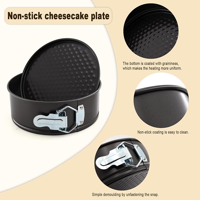 4 Inch Premium Non-stick Springform Pan, Leakproof Round Cheesecake Pan with Removable Bottom, Spring Form for Baking (Black)
