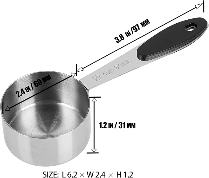 1/3 Cup Magnetic Grips Stainless Steel Measuring Cup -1PCS