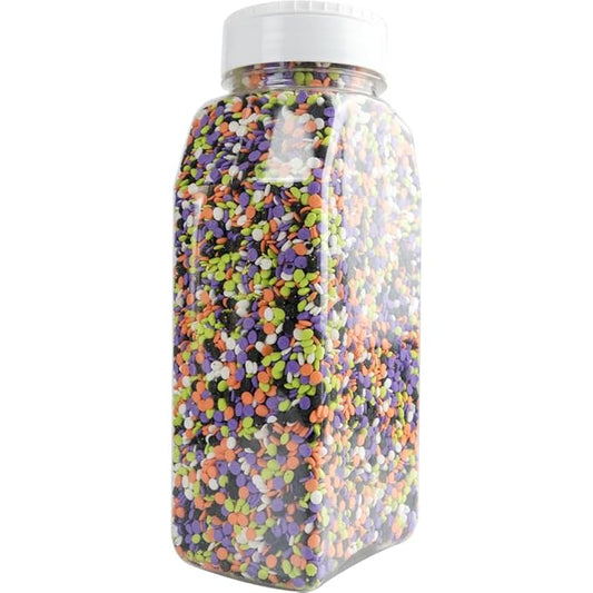Cake Mate Halloween Trick or Treat Confetti Sprinkles - Black, Orange, Green, White, and Purple Sprinkle Blend, 26oz Bottle with Easy Pour Lid