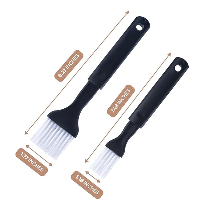 2 Pack - Nylon Bristle Pastry Brush for Basting, Baking, Cooking Food Brush