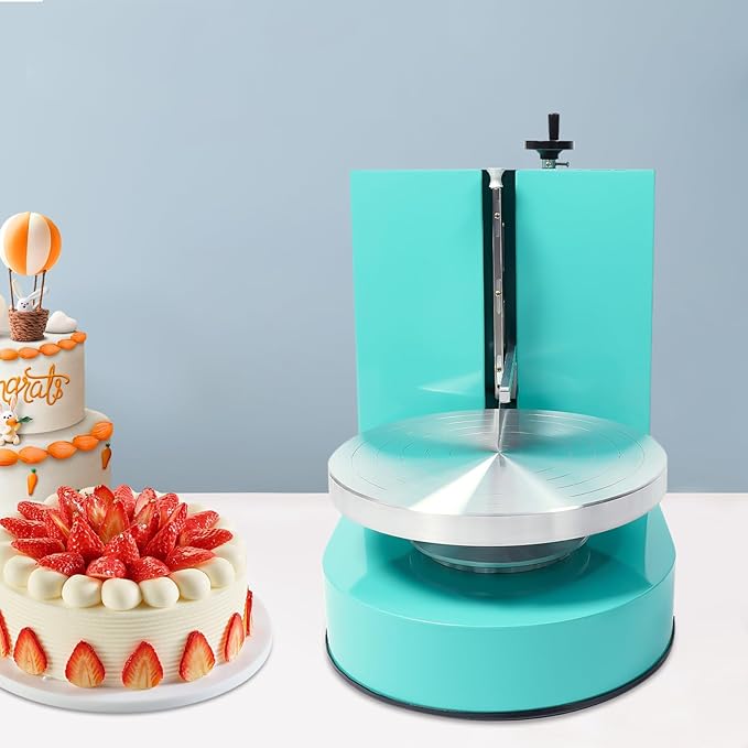 Cake Cream Spreading Machine, Electric Cake Decorating Machine for 4-12 Inch Cakes, Automatic Cake Cream Spreading Machine with Graduated Scrapers Turntable for Dessert Shops, 60-320RPM, 200W (Green)