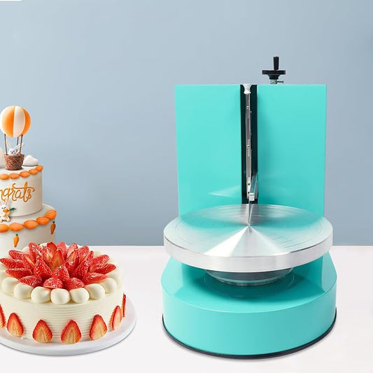 Electric Cake Decorating Machine, Electric Cake Icing Machine 4-12inch, Stainless Steel Automatic Cake Spreading Machine, 60-80 RPM 110V Automatic for Butter Cream, Green