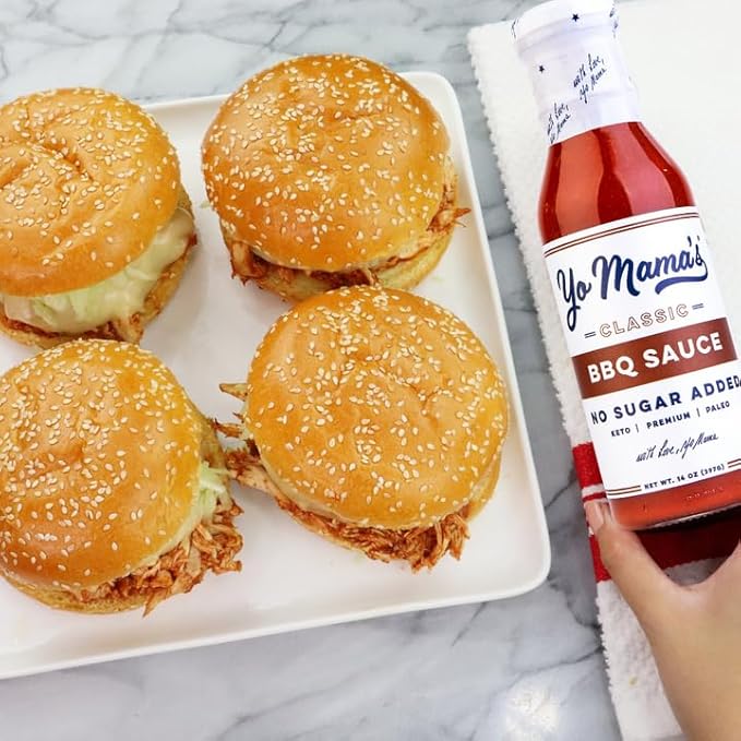Yo Mama's Foods Keto Barbecue BBQ Sauce – (Pack of 4) - No Sugar Added, Low Carb, Vegan, Gluten Free, Paleo Friendly, and Made with Whole Non-GMO Tomatoes!