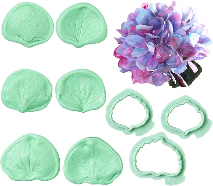 9Pcs Universal Flower Petal Fondant Molds, Veining Gum Paste Cutter Sugar Craft Tool for Cake Decoration