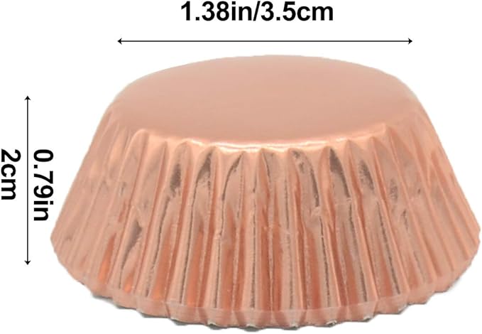 Mini Rose Gold Foil Cupcake Liners Muffin Baking Cups for Party and More, 300-Count