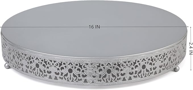 MTJYQTF Silver Cake Stand Set - 16 IN Metal Round Cupcake Dessert Stand with Cake Cutting & Cake Spatula for Party, Candy Table Display for Wedding Birthday Baby Shower Housewarming Party CS003-16pan