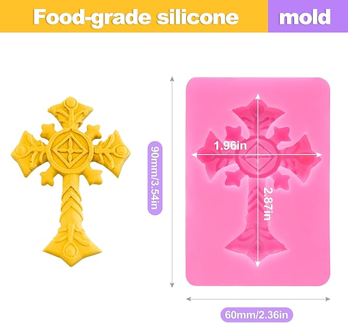 3 PCS Reusable Large Silicone Cross Mold Set - For Cake Toppers, Fondant, Cupcake & Candy Decorations