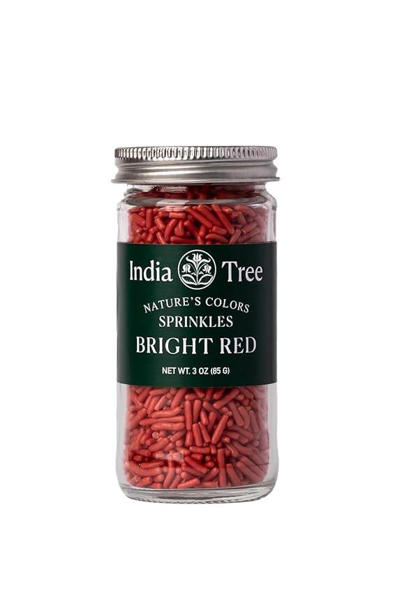 Bright Red Sprinkles – Vegan, Non‑GMO, Dye‑Free, Allergen‑Free, 3 oz Jar – India Tree Nature’s Colors