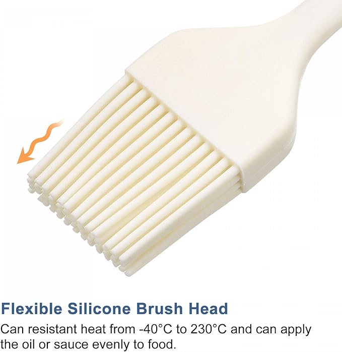 uxcell Basting Pastry Brush, 8” Silicone Flexible Brushes for Baking, Cooking, Grilling, White, 3Pcs