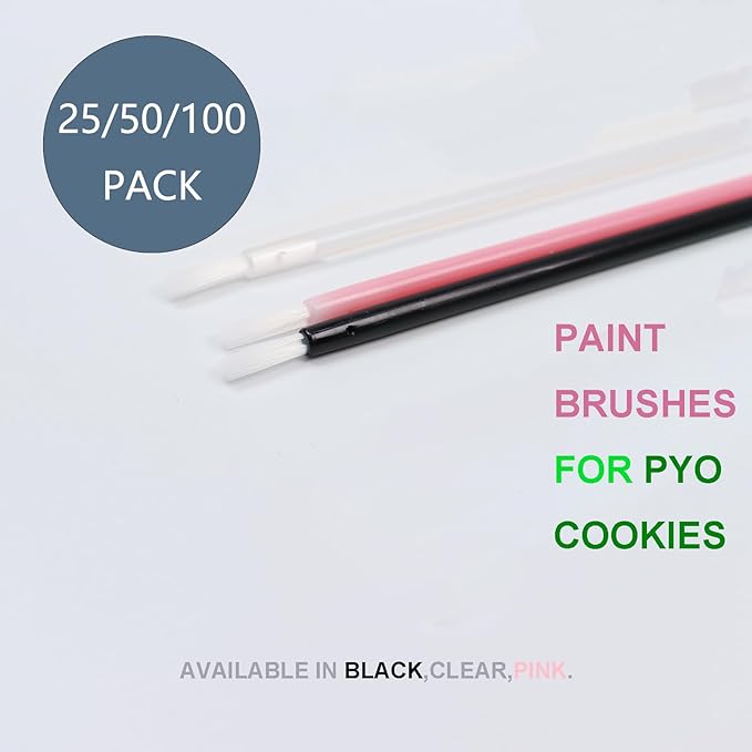 Paint Your Own Cookie Mini Paint Brushes Cookies Disposable Nylon Bristle Brushes (50, Green)