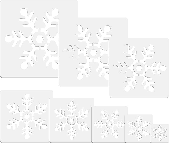 Large Christmas Stencil Template Reusable Plastic Stencils Xmas Decor for Home Decoration Arts Paper Fabric Flag Windows(8 Pcs)
