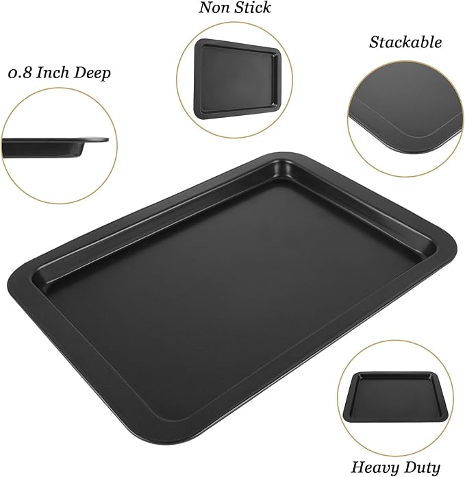 6 Pack Quarter Baking Sheets Big 9x13 Baking Pans Set NonStick Cookie Sheets for Baking Dish 1/4 Sheet Pan for Cooking Sheets for Oven Tray Rectangle Cake Pan Metal Non Stick Brownie Bakeware
