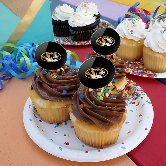 University of Missouri Primary Logo Cupcake Picks Toppers Decoration Set of 6