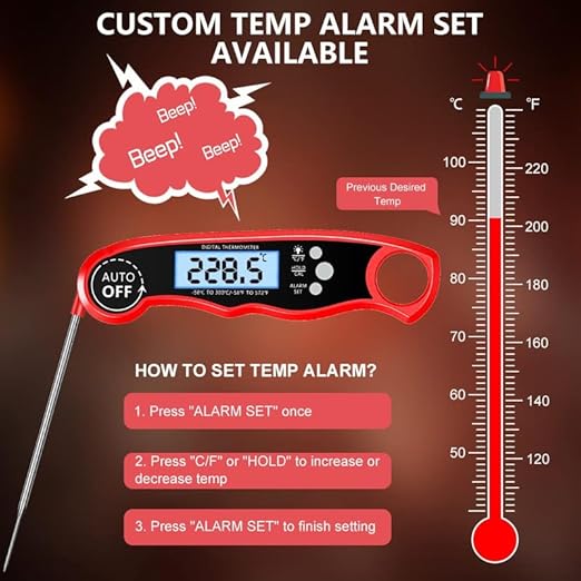 Meat Thermometer Digital, Instant Read Food Thermometer with Dual Probe, Backlight LCD Display, Calibration Function, Kitchen Accessories for BBQ Grill, Christmas Stocking Stuffers for Men