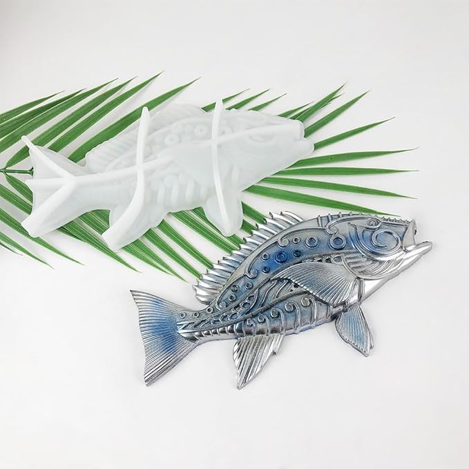 3D Mechanical Fish Resin Mold Animal Silicone Mold Wall Hanging Epoxy Mold DIY Casting Molds for Living Room Home Office,Aquarium Decoration,Holiday Gifts (A)