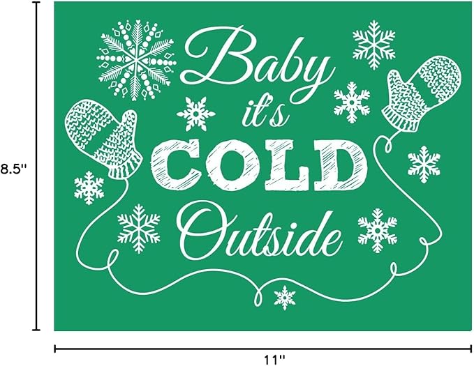DGAGA Christmas Silk Screen Stencils Reusable Self Adhesive Baby It's Cold Outside Chalk Mesh Stencils Silkscreen Pattern Stencil for Winter Decoration, DIY Home and Wood Signs