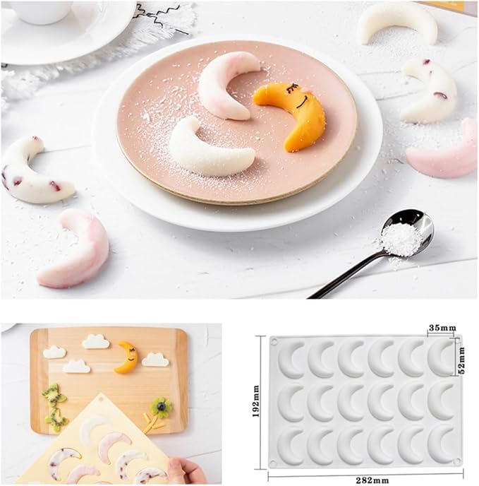 mostsom Silicone Chocolate Moon Mould Silicone Mold DIY Baking Molds for Chocolate Cake Dome Mousse (Moon F_11.28X7.68X0.52 inch)