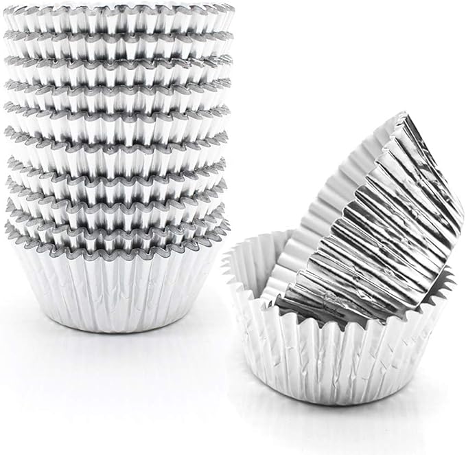 Silver Foil Cupcake Liners,GOLF Standard Size Silver Foil Cupcake Liners Wrappers Metallic Baking Cups,Muffin Paper Cases, 500 Pack