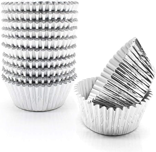 Silver Foil Cupcake Liners,GOLF Standard Size Silver Foil Cupcake Liners Wrappers Metallic Baking Cups,Muffin Paper Cases, 500 Pack