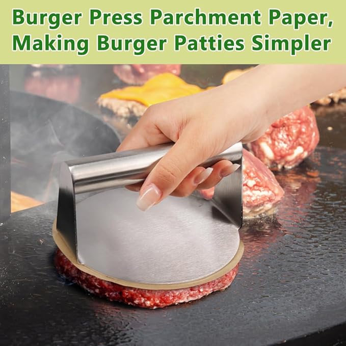 BYKITCHEN 7 Inch Parchment Paper Rounds, Set of 200, Hamburger Patty Paper/Burger Press Liners, Non Stick Round Cake Pan Liners for Smash Burger Press, Burger Patty Maker, Springform Pan and More