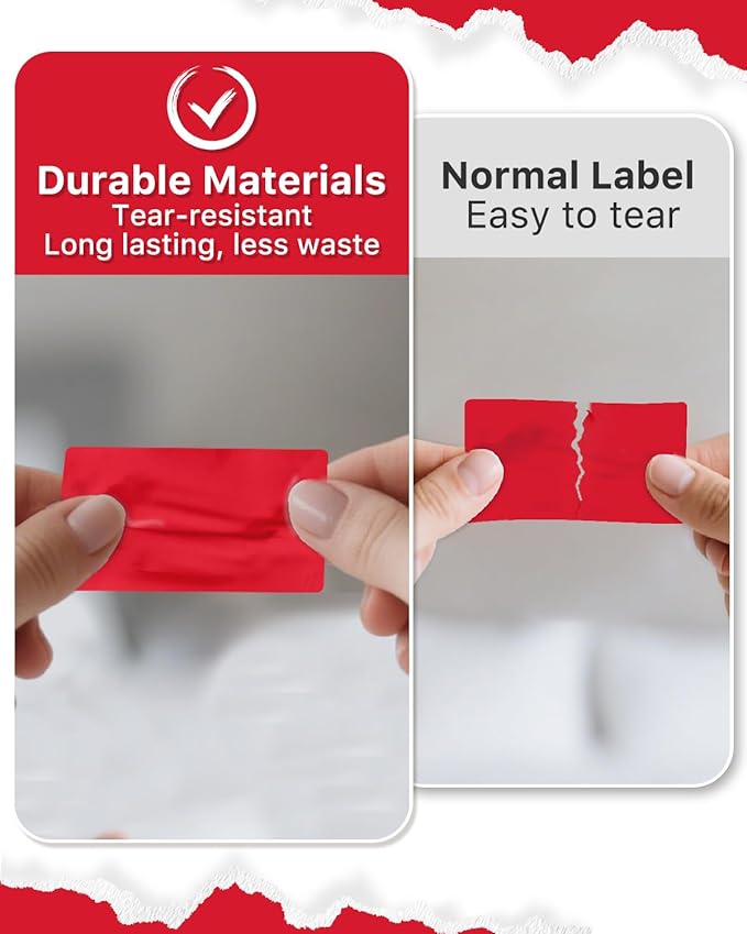 iEager 2.25x1.25 Inch Thermal Labels, Red Durable Thermal Printer Stickers, Self-Adhesive Rectangle Shipping Label Printer Sticker for Barcode, Name, Address, 1000 Labels/Roll