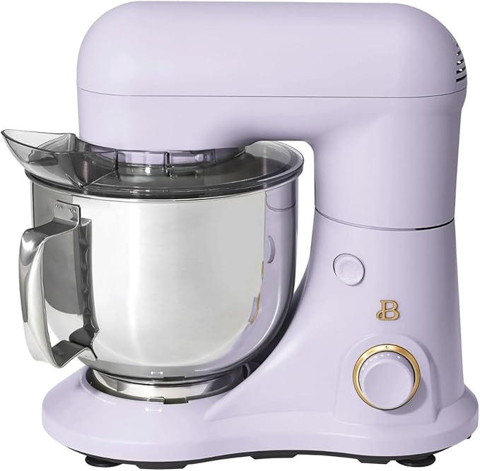 Beautiful 5.3QT Stand Mixer, 300W, 12 Speeds, Tilt-Head, Dishwasher-Safe, Splash Shield, Stainless Steel Bowl, Premium Matte Finish, for Baking & Cooking (Lavender)