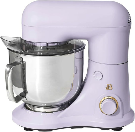 Beautiful 5.3QT Stand Mixer, 300W, 12 Speeds, Tilt-Head, Dishwasher-Safe, Splash Shield, Stainless Steel Bowl, Premium Matte Finish, for Baking & Cooking (Lavender)