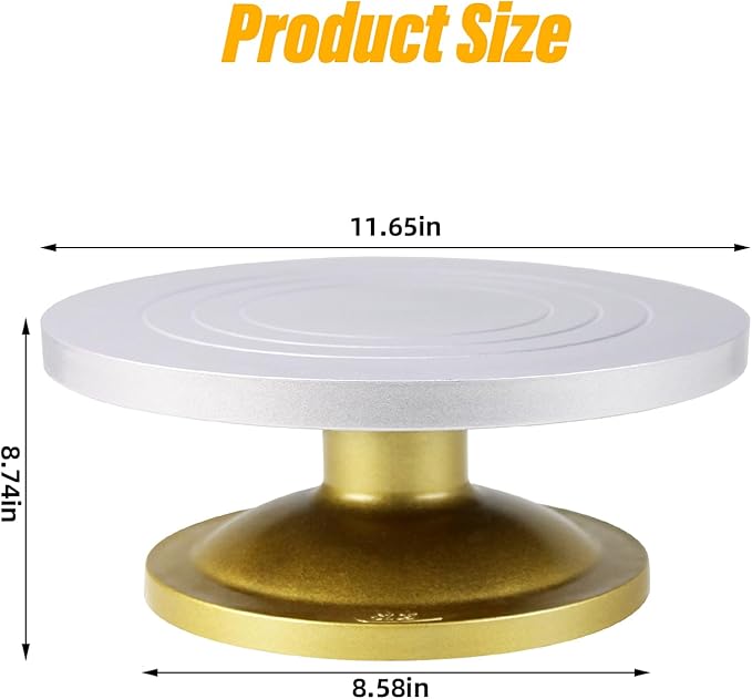Cake Turntable 12'' Revolving Cake Stand, Cake Turntable for Decorating with Non-Slip Bottom, Cake Stands for Party, Wedding Decorations, Pastries and Cupcakes (Plastic Steel)
