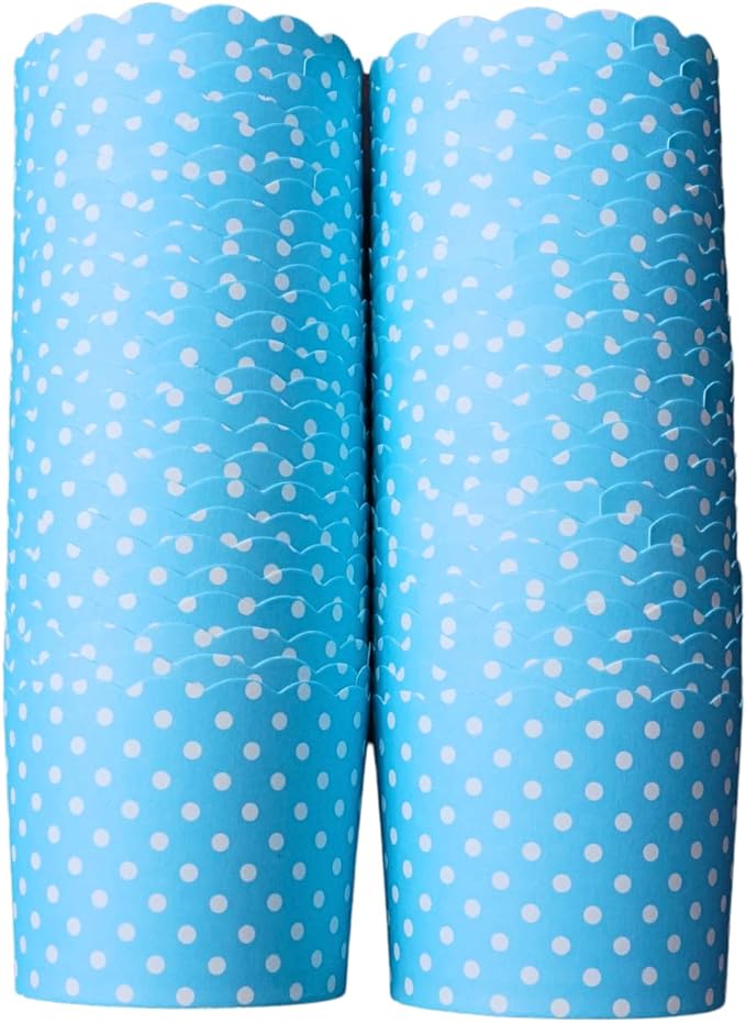 Paper Baking Cups (Polka Dots), Greaseproof Disposable Cupcake Liners (Turquoise, Large Cups (50-Pack))
