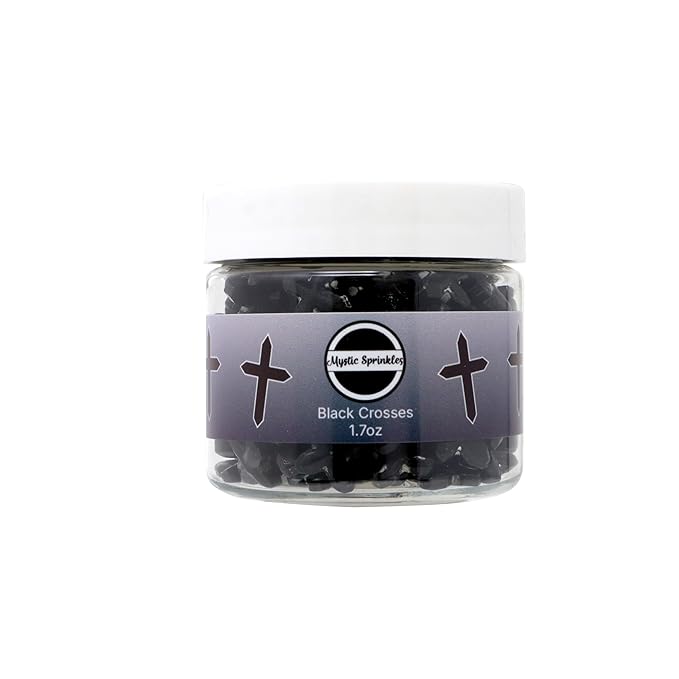 Mystic Sprinkles Halloween Candy Shape Sprinkles (Black Crosses, 2oz Jars)