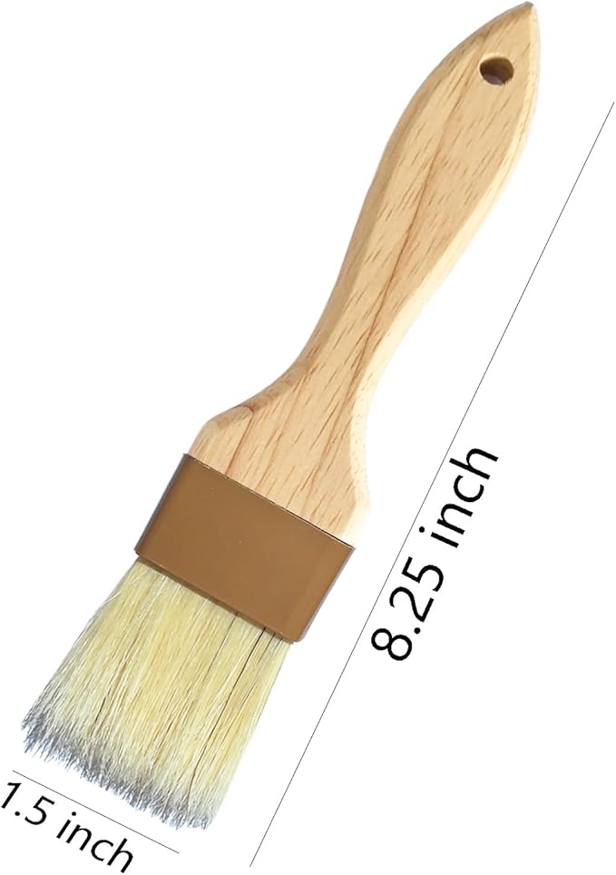 Pastry Basting Brush for Baking and Cooking - Natural Boar Bristle, Wood Handle, Food-Grade & Heat-Resistant, Non-Shedding, Ideal for Butter, Egg Wash, Oil, Sauce, Marinade, BBQ & Glazing