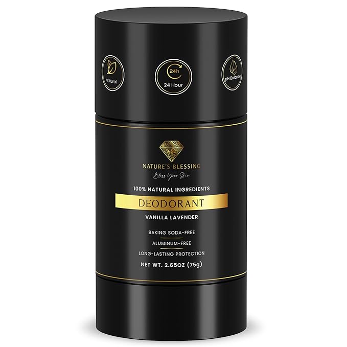 100% Natural Deodorant - Baking Soda & Aluminum Free - Gentle for Sensitive Skin - Long Lasting Protection (Vanilla Lavender)