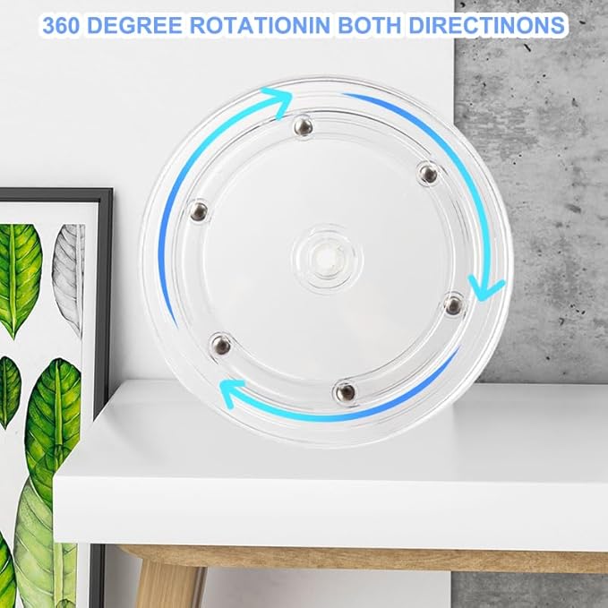 8Inch Acrylic Lazy Susan Turntable Organizer, White 360 Degree Rotation Round Turntable, Lazy Susan for Kitchen Table Spice Rack Cake Table Pantry Kitchen Decoratin