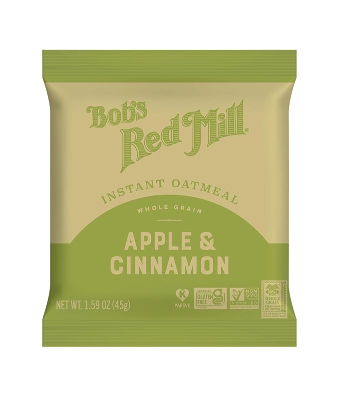 Bob's Red Mill Instant Oatmeal Packets, Apple & Cinnamon, 6 Packets Total, Non-GMO, Gluten Free, Whole Grain