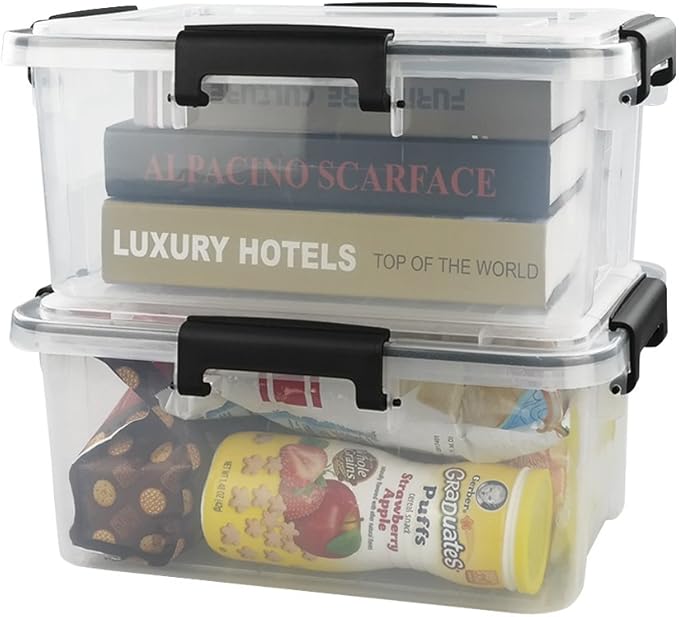 6-Pack 10 L Clear Plastic Storage Box with Lid, Airtight Pet Food Storage Containers