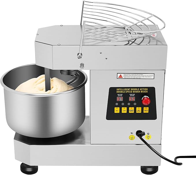 Commercial Food Mixer, 750W Electric Dough Kneading Machine, Commercial Flour Mixer Doughmaker with Food-grade Stainless Steel Bowl & Security Shield, Baking Equipment for Restaurant Kitchen