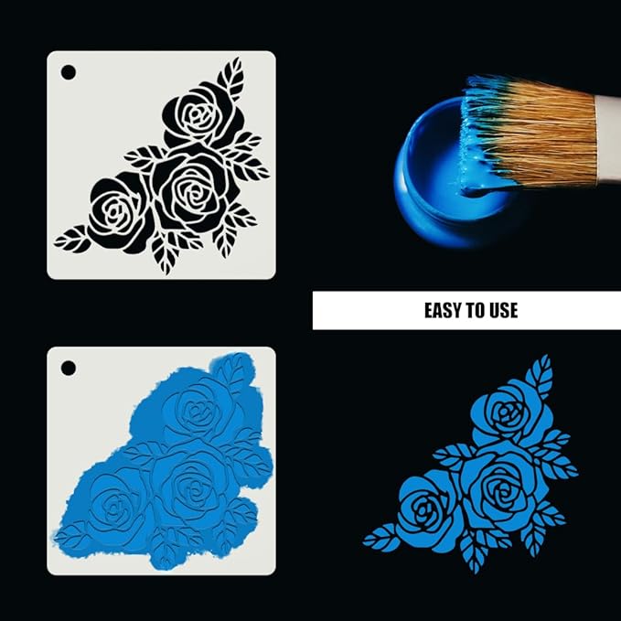 80Pcs Stencils for Painting, 3 Inch Reusable Small Stencil Flower Plant Animal DIY Craft for Rock, Walls, Canvas, Drawing, Art Scrapbook Home Decor.