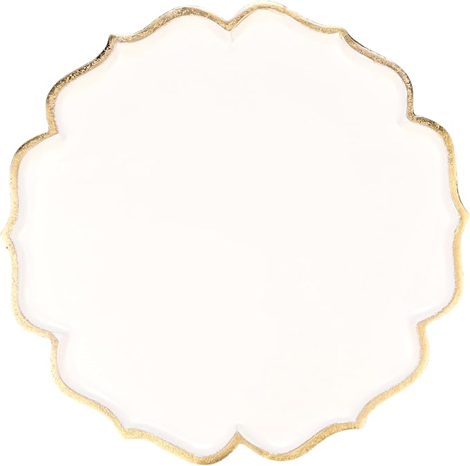 Cruiser’s Caché 16" Sculpted Metal Cake Stand, White Enamel and Rustic Gold Finish, Handcrafted