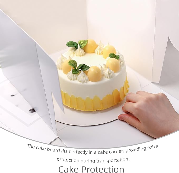 VGOODALL 2 Pack Cake Boxes, 10x10x8 Inches Cake Containers with Window, White Bakery Boxes with Lids for Birthday Party Wedding
