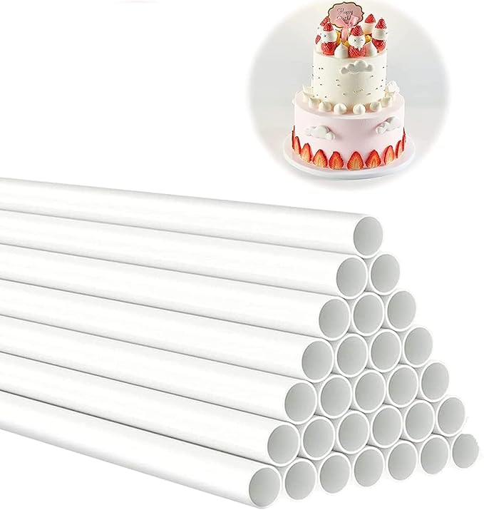 25PCS 12 Inch White Plastic Cake Dowel Rods for Tiered Cake Construction and Stacking