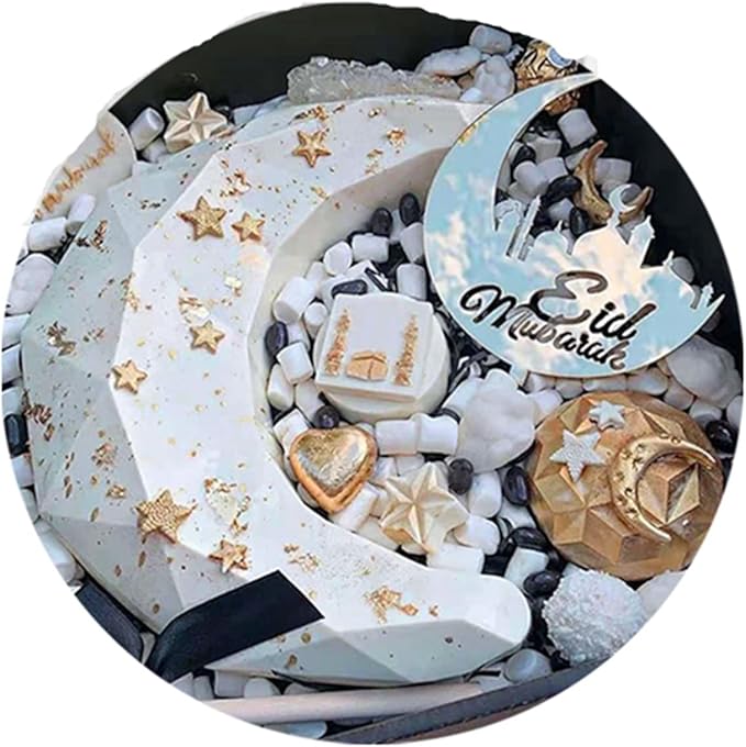 mostsom Chocolate 3D Diamond Moon Design Silicone Cake Mold Soap Moulds DIY Car Pendant Gypsum Plaster Heart Mold Handmade Candle Mold (Moon G_10.2X6.8X0.6 inch)